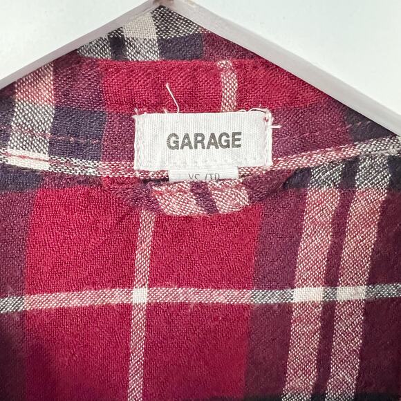 Garage Burgundy Plaid Button Down Shirt Extra Small - Picture 3 of 5